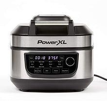 Load image into Gallery viewer, PowerXL Grill Air Fryer Combo Deluxe 6 QT 12-in-1 Indoor Grill, Air Fryer, Slow Cooker, Roast, Bake, 1550-Watts, Stainless Steel Finish
