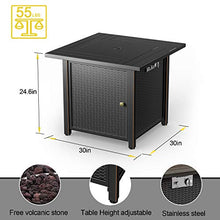 Load image into Gallery viewer, BLUBERY 30" Propane Fire Pit ,50,000 BTU Outdoor Fire Pit Table.Wicker Steel Surface ,Auto-Ignition,ETL Compliant,Your Garden Warm Companion.
