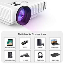 Load image into Gallery viewer, DR. J Professional HI-04 Mini Projector Outdoor Movie Projector with 100Inch Projector Screen, 1080P Supported Compatible with TV Stick, Video Games, HDMI,USB,TF,VGA,AUX,AV [Latest Upgrade]
