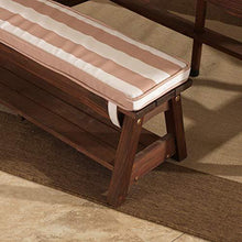 Load image into Gallery viewer, KidKraft Outdoor Table and Bench Set with Cushions and Umbrella, Kids Backyard Furniture, Espresso with Oatmeal and White Striped Fabric ,Gift for Ages 3-8
