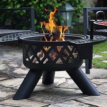 Load image into Gallery viewer, BALI OUTDOORS Fire Pits Outdoor Wood Burning, Wood Fire Pit with Cooking Grate Outdoor Fireplace with Cooking Grill Firepit Grill, Black
