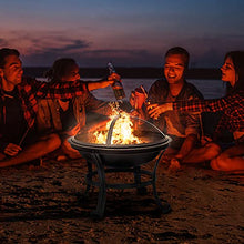 Load image into Gallery viewer, 22 inch Fire Pit for Outside Outdoor Wood Burning Small Bonfire Pit Steel Firepit Bowl for Patio Camping Backyard Deck Picnic Porch,with Spark Screen,Log Grate,Poker
