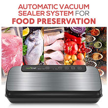 Load image into Gallery viewer, NutriChef PKVS Sealer | Automatic Vacuum Air Sealing System Preservation w/Starter Kit | Compact Design | Lab Tested | Dry &amp; Moist Food Modes | Led Indicator Lights, 12&quot;, Stainless Steel
