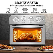 Load image into Gallery viewer, Geek Chef Air Fryer Toaster Oven, 6 Slice 24QT Convection Airfryer Countertop Oven, Roast, Bake, Broil, Reheat, Fry Oil-Free, Cooking Accessories Included, Stainless Steel, Silver, 1700W

