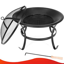 Load image into Gallery viewer, 22 inch Fire Pit for Outside Outdoor Wood Burning Small Bonfire Pit Steel Firepit Bowl for Patio Camping Backyard Deck Picnic Porch,with Spark Screen,Log Grate,Poker
