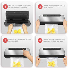 Load image into Gallery viewer, NutriChef PKVS Sealer | Automatic Vacuum Air Sealing System Preservation w/Starter Kit | Compact Design | Lab Tested | Dry &amp; Moist Food Modes | Led Indicator Lights, 12&quot;, Stainless Steel
