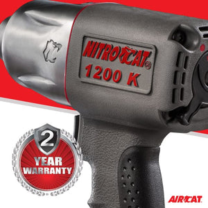 AIRCAT 1200-K 1/2-Inch Nitrocat Kevlar and Composite Twin Clutch Impact Wrench 1295 ft-lbs