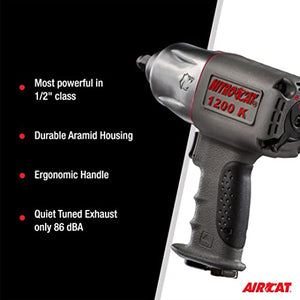 AIRCAT 1200-K 1/2-Inch Nitrocat Kevlar and Composite Twin Clutch Impact Wrench 1295 ft-lbs
