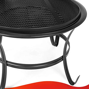 22 inch Fire Pit for Outside Outdoor Wood Burning Small Bonfire Pit Steel Firepit Bowl for Patio Camping Backyard Deck Picnic Porch,with Spark Screen,Log Grate,Poker