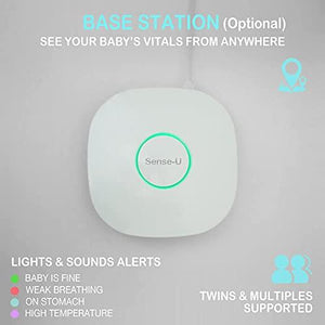 Sense-U Baby Breathing Monitor - HSA/FSA Approved - with Movement Temperature Smart Sensors: Tracks Baby's Breathing, Rollover Movement, Ambient Temperature with Audio Alerts on Smartphone (Green)