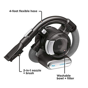 BLACK+DECKER 20V Max Flex Handheld Vacuum with Pet Hair Brush, Cordless, Grey (BDH2020FL)