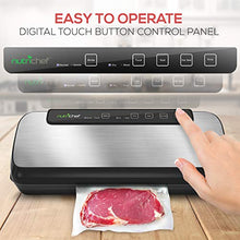 Load image into Gallery viewer, NutriChef PKVS Sealer | Automatic Vacuum Air Sealing System Preservation w/Starter Kit | Compact Design | Lab Tested | Dry &amp; Moist Food Modes | Led Indicator Lights, 12&quot;, Stainless Steel
