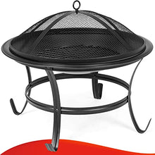 Load image into Gallery viewer, 22 inch Fire Pit for Outside Outdoor Wood Burning Small Bonfire Pit Steel Firepit Bowl for Patio Camping Backyard Deck Picnic Porch,with Spark Screen,Log Grate,Poker
