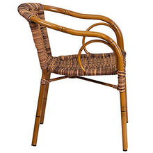 Load image into Gallery viewer, Flash Furniture Cadiz Series Dark Red Bamboo-Aluminum Indoor-Outdoor Restaurant-Patio Chair with Burning Brown Rattan
