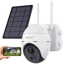 Load image into Gallery viewer, Security Camera Outdoor, Wireless WiFi 360° PTZ Camera, ieGeek 15000mAh Solar Security Camera Battery Powered, Home Surveillance Camera with 2-Way Audio, Motion Detection, 1080P Night Vision, SD/Cloud

