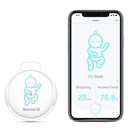 Sense-U Baby Breathing Monitor - HSA/FSA Approved - with Movement Temperature Smart Sensors: Tracks Baby's Breathing, Rollover Movement, Ambient Temperature with Audio Alerts on Smartphone (Green)
