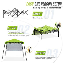 Load image into Gallery viewer, EAGLE PEAK Day Tripper 8' x 8' Slant Leg Lightweight Compact Portable Canopy w/Backpack Easy One Person Set-up Folding Shelter 6' x 6' Top and 8' x 8' Base (Green)
