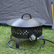 Load image into Gallery viewer, Bond Manufacturing 67836 54,000 BTU Aurora Camping, Backyard, Tailgating, Hunting and Patio. Locking Lid &amp; Carry Handle Portable Steel Propane Gas Fire Pit Outdoor Firebowl, 18.5", Bronze
