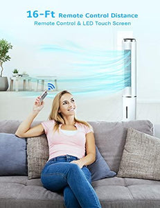 Evaporative Cooler - AGILLY 43'' Portable Air Conditioner & Cooling Tower Fan w/ 70°Oscillation, 4 Modes, Air Cooler/Humidifier with 4 Ice Packs, 12H Timer, Remote Control for Indoor Home Office