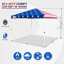 Load image into Gallery viewer, EAGLE PEAK 10’ x 10' Pop Up Canopy Tent Instant Outdoor Canopy Straight Leg Shelter with Adjustable Height and Wheeled Carrying Bag (American Flag)
