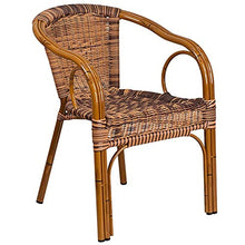 Load image into Gallery viewer, Flash Furniture Cadiz Series Dark Red Bamboo-Aluminum Indoor-Outdoor Restaurant-Patio Chair with Burning Brown Rattan
