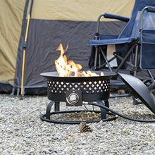 Load image into Gallery viewer, Bond Manufacturing 67836 54,000 BTU Aurora Camping, Backyard, Tailgating, Hunting and Patio. Locking Lid &amp; Carry Handle Portable Steel Propane Gas Fire Pit Outdoor Firebowl, 18.5", Bronze
