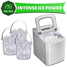 Load image into Gallery viewer, AGLUCKY Counter top Ice Maker Machine,Compact Automatic Ice Maker,9 Cubes Ready in 6-8 Minutes,Portable Ice Cube Maker with Scoop and Basket for Home/Kitchen/Office/Bar (Silver)
