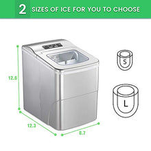 Load image into Gallery viewer, AGLUCKY Counter top Ice Maker Machine,Compact Automatic Ice Maker,9 Cubes Ready in 6-8 Minutes,Portable Ice Cube Maker with Scoop and Basket for Home/Kitchen/Office/Bar (Silver)

