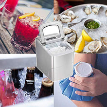 Load image into Gallery viewer, AGLUCKY Counter top Ice Maker Machine,Compact Automatic Ice Maker,9 Cubes Ready in 6-8 Minutes,Portable Ice Cube Maker with Scoop and Basket for Home/Kitchen/Office/Bar (Silver)
