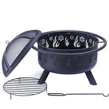 Load image into Gallery viewer, CGVOVOT Fire Pits for Outside - 30 Inch Outdoor Fire Pits with Flame and Snowflake Pattern,Spark Screen,and Fireplace Poker
