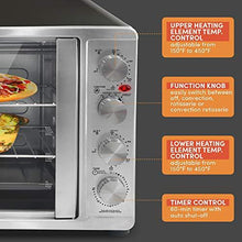 Load image into Gallery viewer, Elite Gourmet ETO-4510M Double French Door Countertop Convection Toaster Oven, Bake Broil Toast Rotisserie Keep Warm 12"-14" pizza 2 Racks, 18-Slice, 45 L, Stainless Steel &amp; Black
