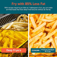 Load image into Gallery viewer, COSORI Air Fryer Oven Combo 5.8QT Max Xl Large Cooker (Cookbook with 100 Recipes), One-Touch Screen with 11 Precise Presets and Shake Reminder, Nonstick and Dishwasher-Safe Square Design Basket, Black
