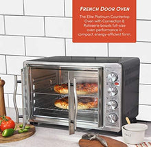 Load image into Gallery viewer, Elite Gourmet ETO-4510M Double French Door Countertop Convection Toaster Oven, Bake Broil Toast Rotisserie Keep Warm 12"-14" pizza 2 Racks, 18-Slice, 45 L, Stainless Steel &amp; Black
