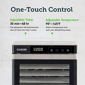 COSORI Food Dehydrator (50 Recipes) for Jerky, Vegetables Fruit, Meat, Dog Treats, Herbs, and Yogurt, Dryer Machine with Temperature Control, 6 Stainless Steel Trays, ETL Listed, Silver
