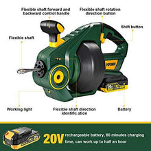 Load image into Gallery viewer, Drain Auger, Automatic Plumbing Snake, 25Ft(7.6m), 20-Volt MAX Li-Ion, Perfect Cordless Drain Clog Remover, Power Tool for 3/4" to 3" Pipes, Replaceable Flexible Shaft - MTW700B
