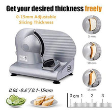 Load image into Gallery viewer, CUSIMAX Meat Slicer Electric Food Slicer with 7.5” Removable Stainless Steel Blade and Pusher, Deli Cheese Fruit Vegetable Bread Cutter, Adjustable Knob for Thickness, Food Carriage &amp; Non-Slip Feet
