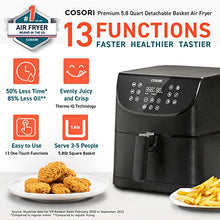 Load image into Gallery viewer, COSORI Air Fryer Oven Combo 5.8QT Max Xl Large Cooker (Cookbook with 100 Recipes), One-Touch Screen with 11 Precise Presets and Shake Reminder, Nonstick and Dishwasher-Safe Square Design Basket, Black
