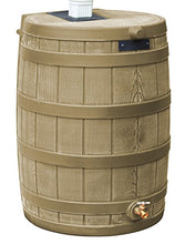 Load image into Gallery viewer, Good Ideas Rain Wizard 50 Gallon Plastic Outdoor Home Rain Barrel Water Storage Collector with Brass Spigot and Flat Back Design, Khaki
