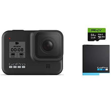 Load image into Gallery viewer, GoPro HERO8 Black Waterproof Action Camera with Touch Screen 4K Ultra HD Video 12MP Photos 1080p Live with Accessory Bundle - 1 Additional GoPro USA Batteries + PNY 64GB U3 microSDHC Card
