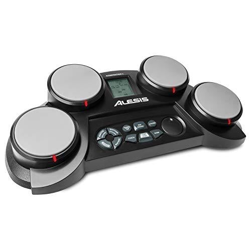 Alesis Compact Kit 4 – Tabletop Electric Drum Set with 70 Electronic / Acoustic Drum Kit Sounds, 4 Pads, Battery- or AC-Power and Drum Sticks Included