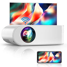 Load image into Gallery viewer, YABER V2 WiFi Mini Projector 6500L [Projector Screen Included] Full HD 1080P and 200&quot; Supported, Portable Wireless Mirroring Projector for iOS/Android/TV Stick/PS4/PC Home &amp; Outdoor (White)
