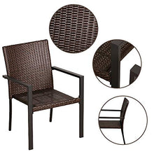 Load image into Gallery viewer, BALI OUTDOORS Gas Firepit Chairs Outdoor Wicker Patio Dining Set, Set of 2 Stackable Outdoor Wicker Chairs for Patio, Garden, Yards, Indoor, Multibrown
