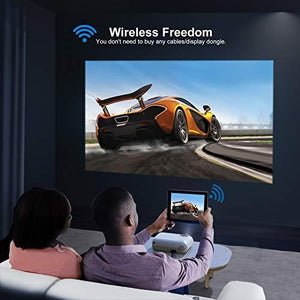 YABER V2 WiFi Mini Projector 6500L [Projector Screen Included] Full HD 1080P and 200" Supported, Portable Wireless Mirroring Projector for iOS/Android/TV Stick/PS4/PC Home & Outdoor (White)