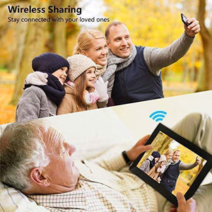 AEEZO WiFi Digital Picture Frame, IPS Touch Screen Smart Cloud Photo Frame with 16GB Storage, Easy Setup to Share Photos or Videos via Free Frameo APP, Auto-Rotate, Wall Mountable (9 inch Black)