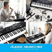 Load image into Gallery viewer, Alesis Melody 61 MKII - 61 Key Music Keyboard / Digital Piano with Built-In Speakers, Headphones, Microphone, Piano Stand, Music Rest and Stool
