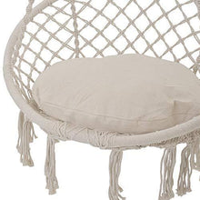 Load image into Gallery viewer, Patio Watcher Hammock Chair Macrame Swing with Cushion and Hanging Hardware Kits, Handmade Knitted Mesh Rope Swing Chair for Indoor, Outdoor, Home, Bedroom, Patio, Yard，Deck, Garden
