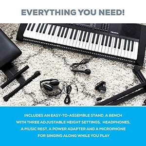 Alesis Melody 61 MKII - 61 Key Music Keyboard / Digital Piano with Built-In Speakers, Headphones, Microphone, Piano Stand, Music Rest and Stool