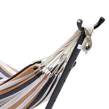 Load image into Gallery viewer, Amazon Basics Double Hammock with 9-Foot Space Saving Steel Stand and Carrying Case, Multi Color, 400 lb Capacity
