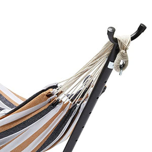 Amazon Basics Double Hammock with 9-Foot Space Saving Steel Stand and Carrying Case, Multi Color, 400 lb Capacity