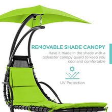 Load image into Gallery viewer, Best Choice Products Outdoor Hanging Curved Chaise Lounge Chair Swing for Backyard, Patio w/ Built-In Pillow, Removable Canopy, Stand - Green
